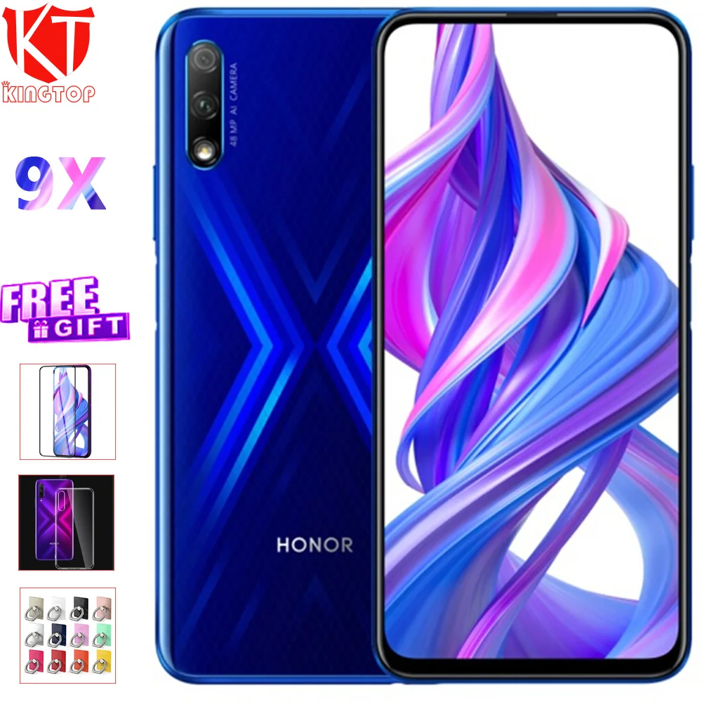 Original Honor 9X Mobile Phone 4GB 64GB Kirin 810 Octa Core 6.59 inch Lifting 48MP Cameras 4000mAh