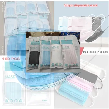 

mondkapjes マスクmondkapje mask mascarillas 100 50pcs Disposable Laye Hygiene Fabric Mask masque 3 layer Face mask Mouth 마스크 маска