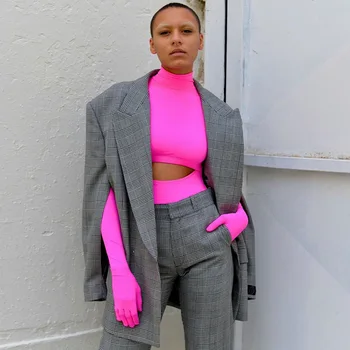 

FQLWL Hollow Out Turtleneck Sexy Bodycon Bodysuit Women Top Long Sleeve Pink Black Bodysuit Female Autumn Winter Ladies Jumpsuit