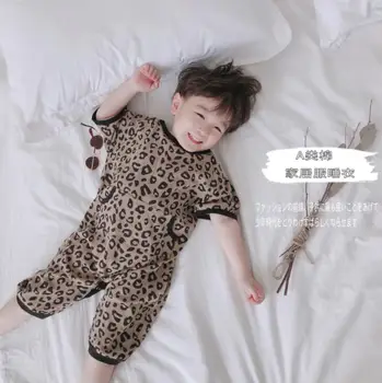 

2020 New Style Girls Boys Leopard Overalls Summer Cotton Fashion Kids Shorts 2-7 years QH534