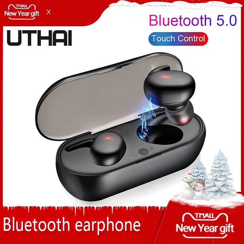 UTHAI D32 TWS Fingerprint Touch Wireless Bluetooth Headset 5 0 HD Stereo Headset Microphone Noise Reduction Gaming Headset