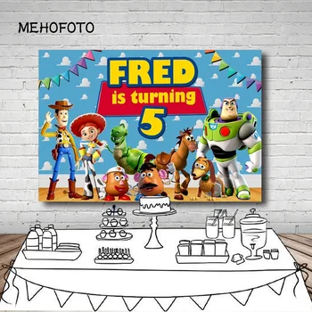 

Photography BackdropToy Story Backdrop for Kids Character Sky Blue Clouds Wall Wood Floor Backgrounds for Photo Studio Vinyl