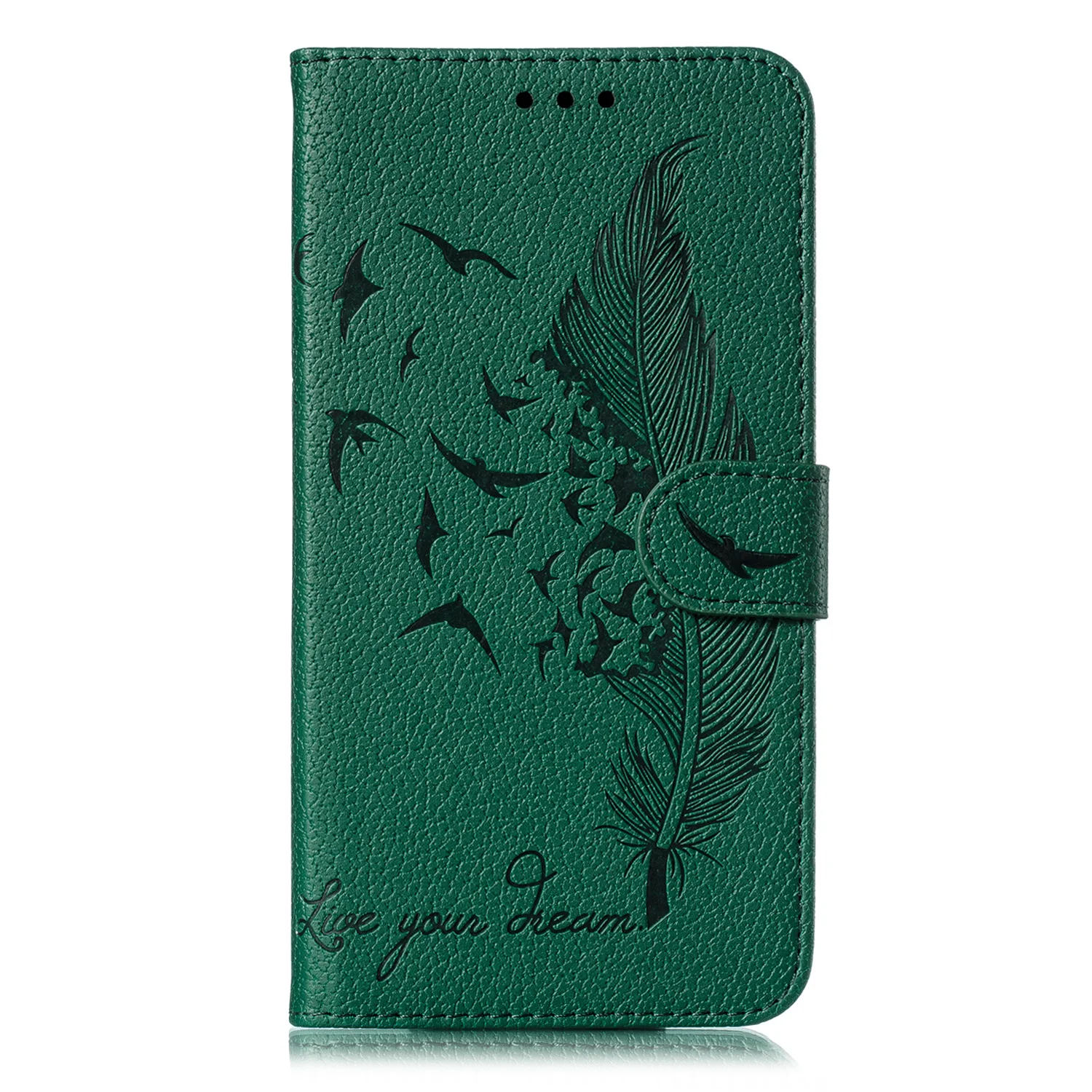 3D перо кожаный бумажник чехол для samsung Galaxy A10 A20 A20E A30 A40 A50 A60 A70 M10 M20 M30 S9 S10 A6 J4 J6 плюс крышка - Цвет: Green