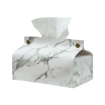 

PU Leather Home Car Paper Towel Napkin Case Napkin Paper Container Marble Pattern Tissue Box Nordic Style Pouch Home Decor