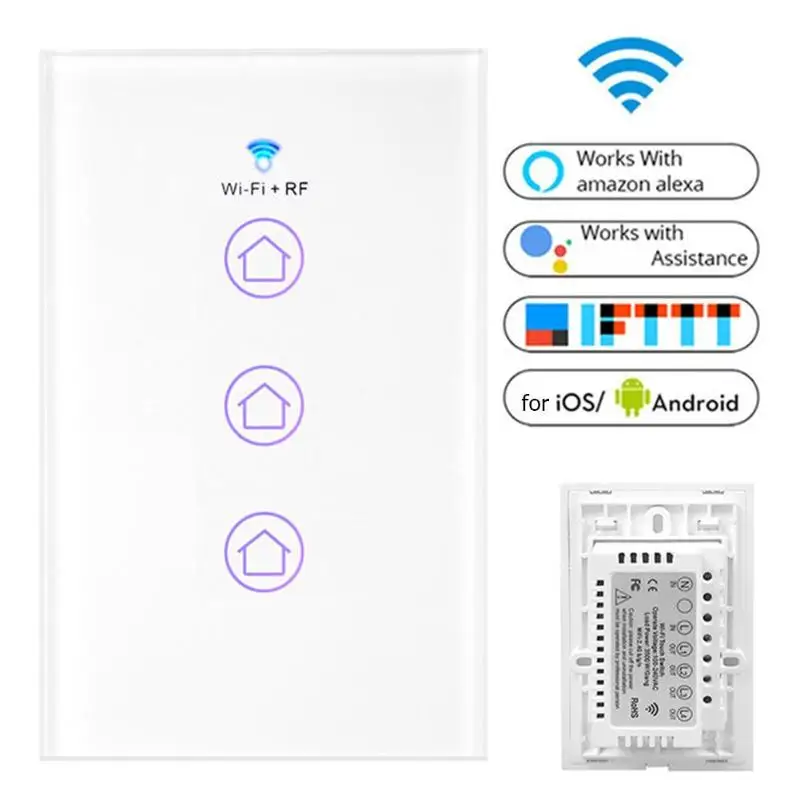 WiFi умный настенный сенсорный выключатель света интеллектуальная Автоматизация дома 120 тип дистанционное управление приложения для Amazon Alexa Google Home
