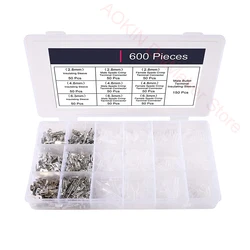 600 pces macho e fêmea fio spade conector fio friso bloco terminal com manga variedade kit para fiação elétrica