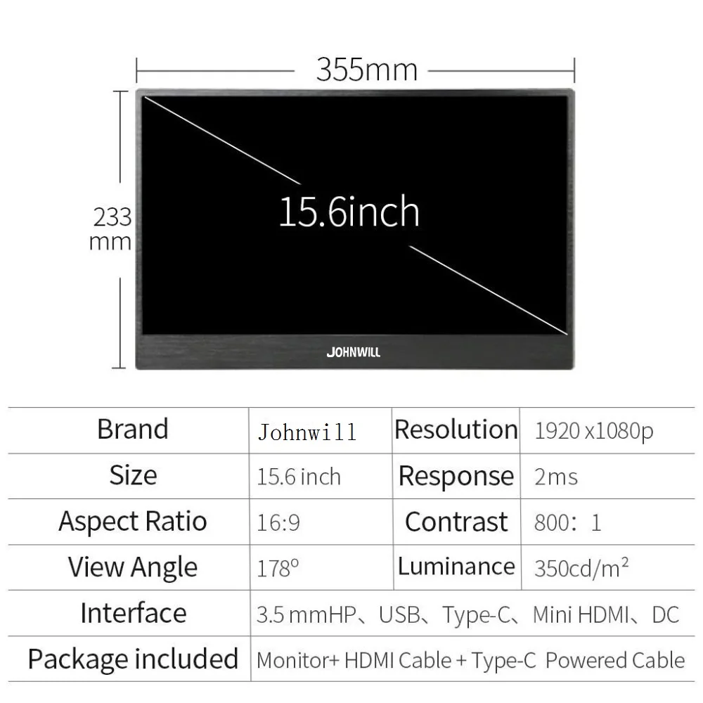 15,6 дюймов usb type-C HDMI 1920x1080 портативный HD дисплей для ноутбука телефона XBOX360 переключатель PS4 lcd игровой монитор ПК с Чехол