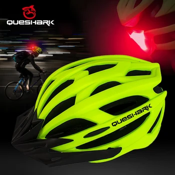 "QUESHARK" ultraleichter Radfahrhelm für Männer Frauen LED-Rücklicht am Helm für MTB-Rennrad-Motorrad-Reiten und Sonnenblende 1