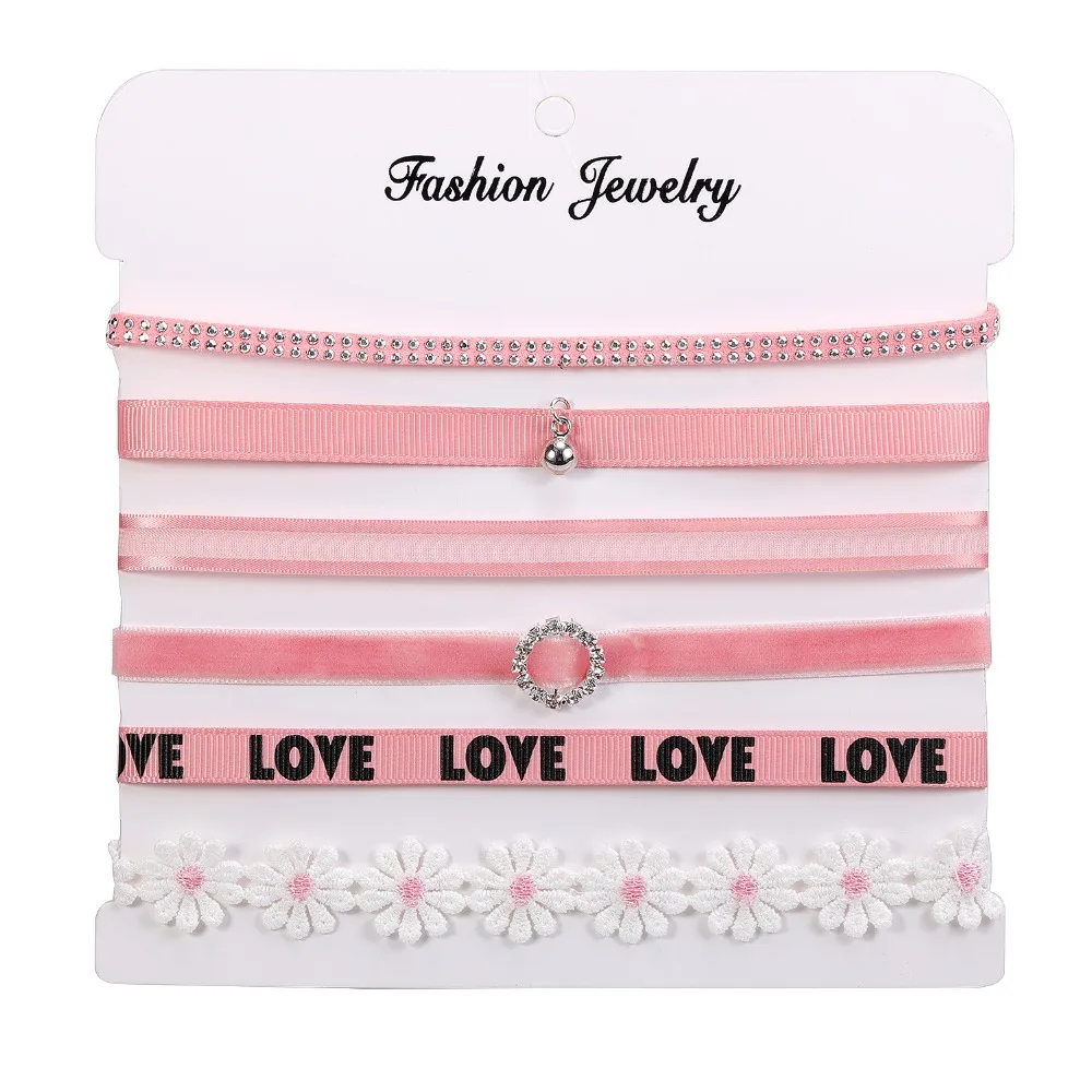 Flower Choker Necklaces Set (4)