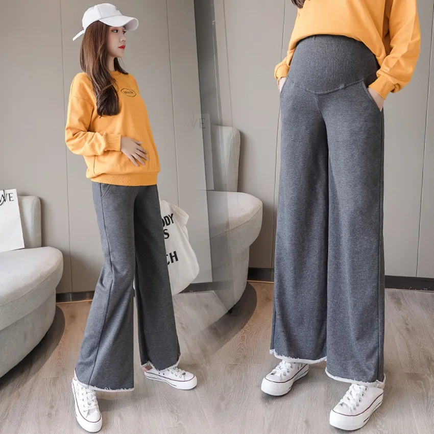 2022 maternity pants spring and autumn wear loose wide leg pants cotton leggings trousers nine points 5