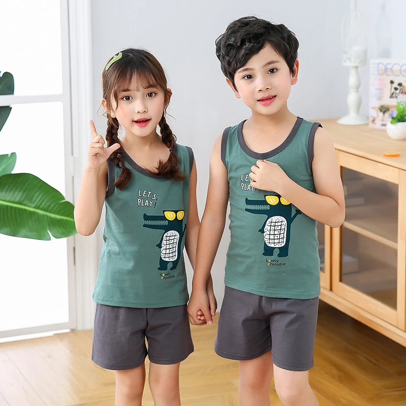 Enfants Pyjamas 2pc A Manches Courtes Dessin Anime Enfants Vetements De Nuit Bebe Fille Vetements Sommeil Costumes Ete Coton Enfant Pyjamas Garcon Vetements De Nuit Aliexpress