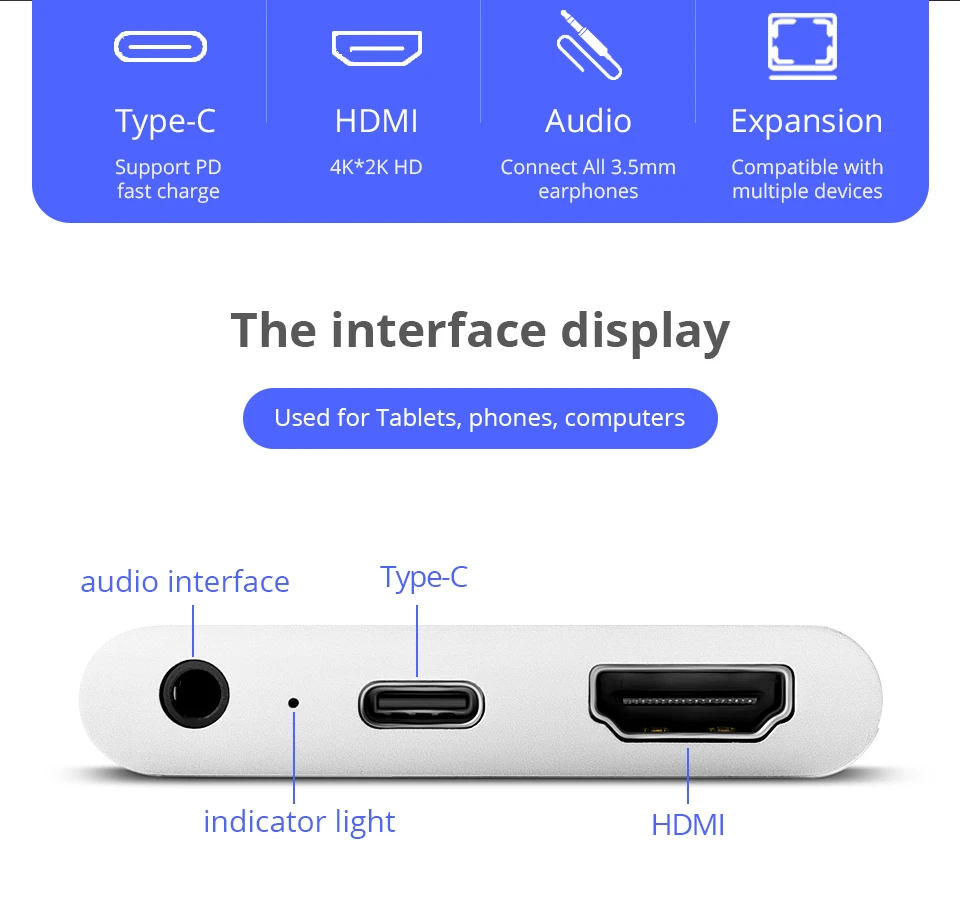 MINIX NEO C-HA Ultimate 3 в 1 медиа-адаптер USB-C 4 к 60 Гц HDMI 3,5 мм аудио разъем адаптер Поддержка нескольких ОС