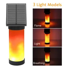 Светодиодный светильник с эффектом пламени, настенный светильник на солнечной батарее, светодиодный светильник с мерцающим огнем, наружный водонепроницаемый светильник для украшения сада, светильник с имитацией пламени s
