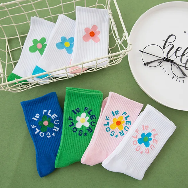 US $2.12 Beauty Flower Socks Golf Long Tube Stockings Women's Classics Knee High Socks Sport Long Socks