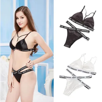 

Women Bra Set Push Up Bra&Brief Sets Sexy Beach Female Adjustable Shoulder Strap Underwear 3/4 Deep V Lingerie Set K