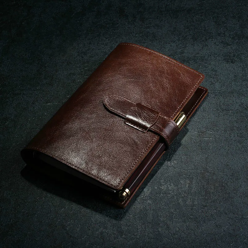 

Classic Business Fashion Hand Made Genuine Leather Spiral Journal A6 DIY 2020 Planner Book 90P Cool Diary Gift