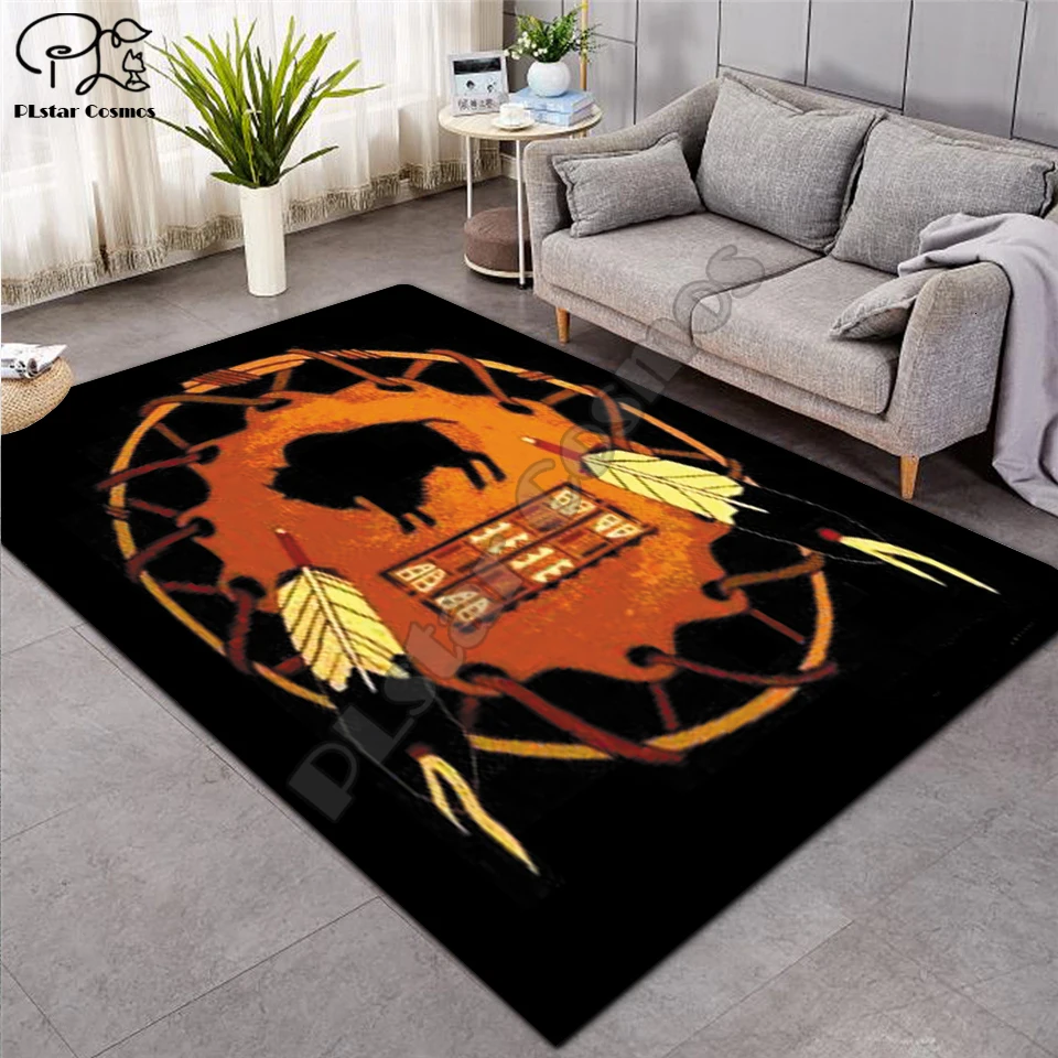 Черный индейский Lakota Skull buffalo soldier ковры мягкие фланелевые 3D коврики с принтом коврики противоскользящие большой ковер-5