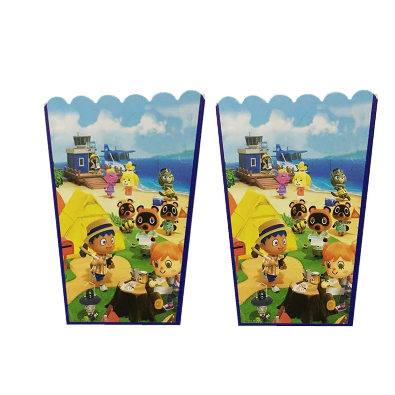 6pcs Animal crossing Party Popcorn Boxes DIY Birthday Party Decor Jungle Animal Theme Party