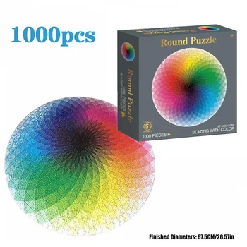 

1000 pcs/set Colorful Rainbow Round Geometrical Photopuzzle Adult Kids DIY Educational Toy Jigsaw Puzzle Paper