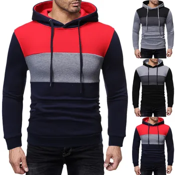 

Dropshipping Men Autum Winter Long Sleeve Hooded Sweatshirt Patchwork Outwear Tops Blouse Casual Dress Women Korea style