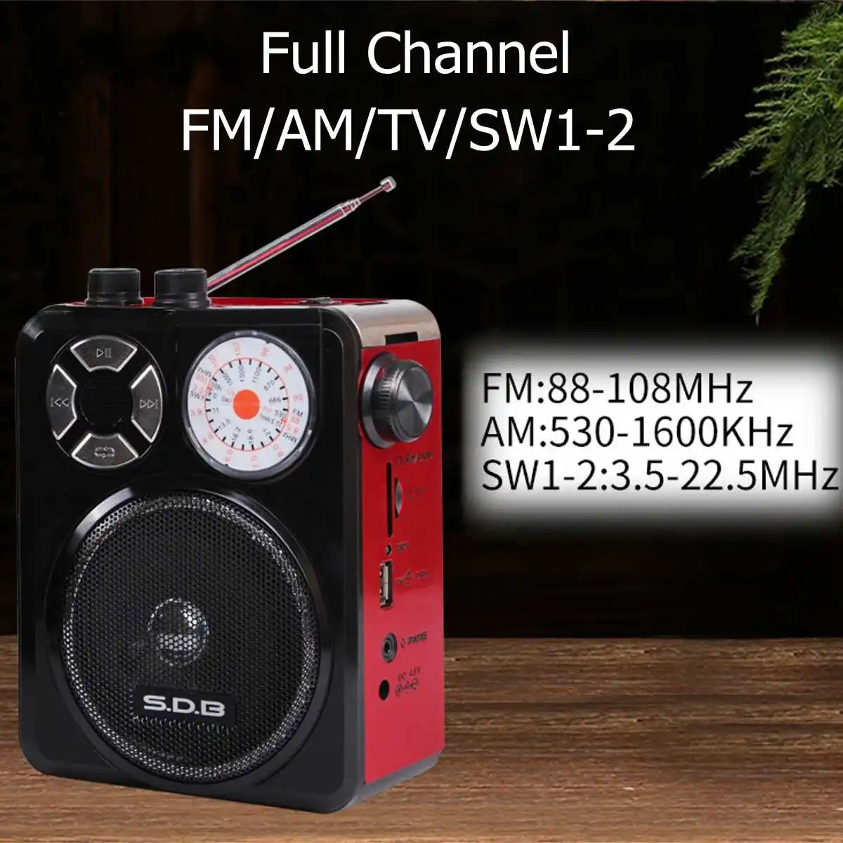 Retro Mini Portable AM FM SW1 SW2 full channel Radio Receiver Handheld Digital FM USB TF MP3 Player Speaker Rechargeable