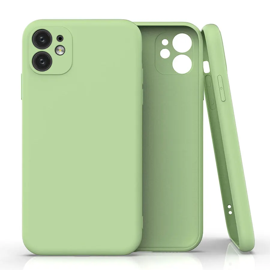Camera Protector Matte Phone Case For Apple Iphone 11 Pro Max 12 Mini Xs X Xr 7 8 Se Silicone Cover Mint Green Accessories Phone Case Covers Aliexpress