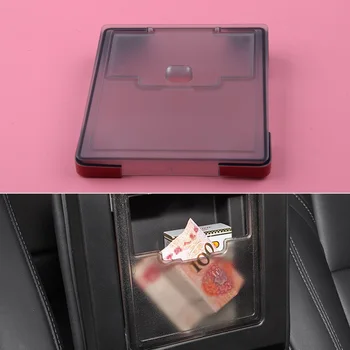

Concealed Console Armrest Storage Box Organizer Cover Translucent Black ABS Fit For Tesla Model 3 2017 2018 2019