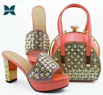 

Classics Style Italian Women Shoes and Bag Set in Pink Color Nigerian Lady Shoes Matching Bag for Royal Wedding Party