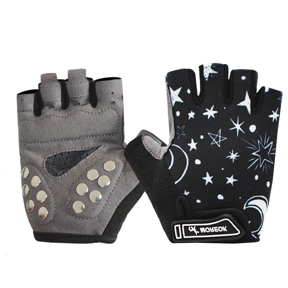 MOREOK Breathable Protective Studs Palm Children Gloves Kids Balance Bike Cycling Skating Gloves Boys Girls 3-12 Age