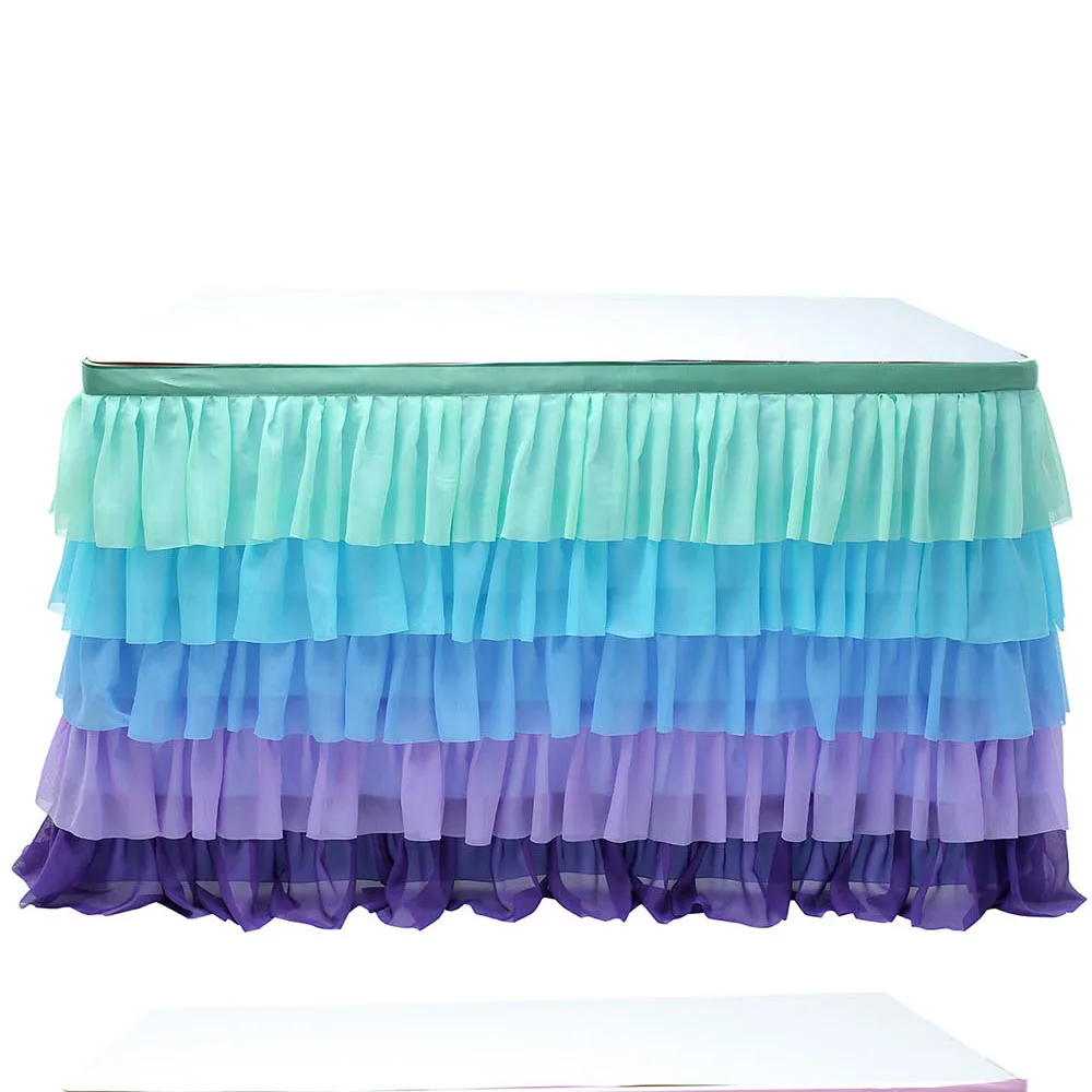 

Rainbow Table Skirt Baby Shower Decoration for Home First Birthday Party Decor Wedding Backdrop Xmas New Year Table Cloth Skirts