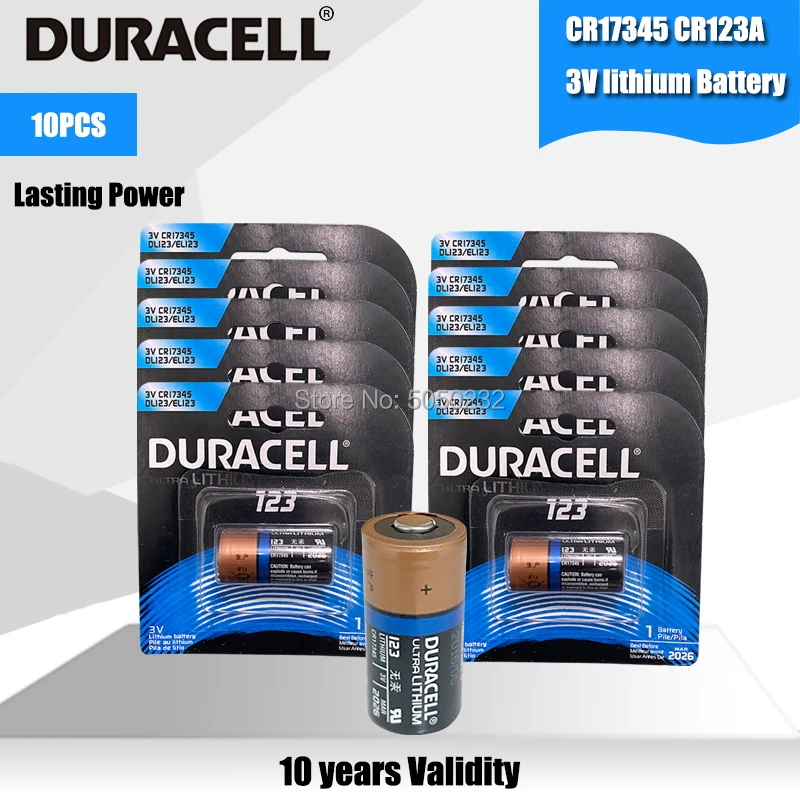 Литиевые батареи DURACELL 3 В 1550 мАч CR123 CR 123A CR17345 16340 cr123a 10 шт. оригинальные сухая