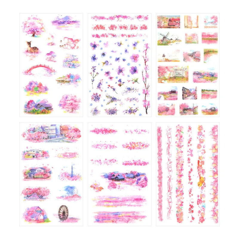 

6pcs Into Cherry Stickers Pack Instagram Creative Diary Decoration Hand Account Space Album Laptop Fridge Life Daily Materials