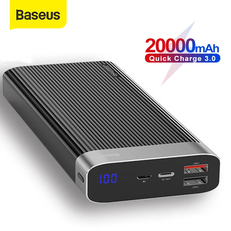 Baseus 20000mAh Power Bank Quick Charge 3.0 USB Type C PD Fast Charging Powerbank Portable External 