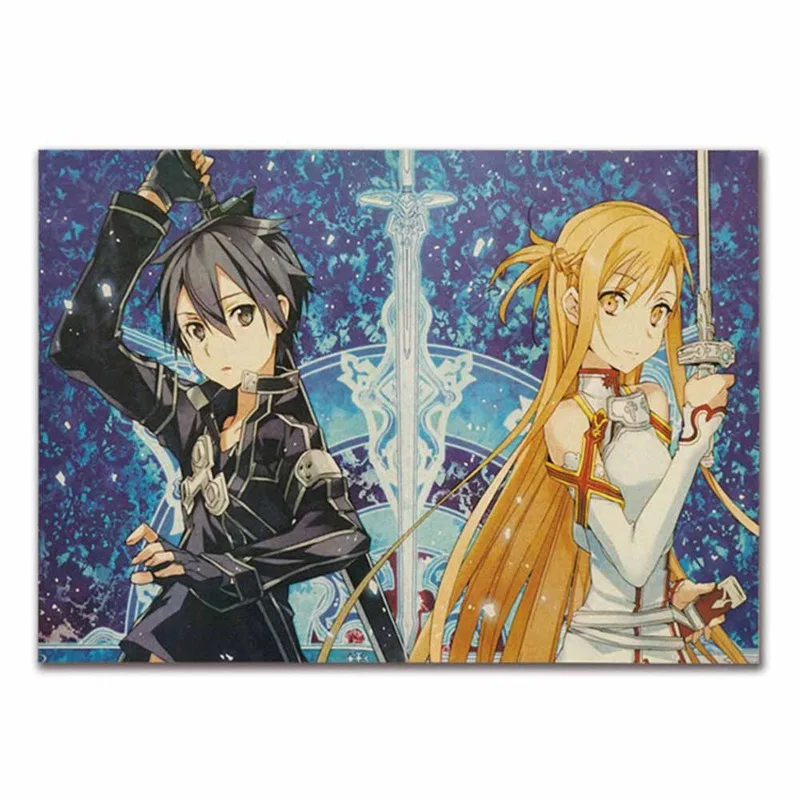 Sword art Online 2, Шелковый постер с принтом Кирито Асуна, 13x20 дюймов, аниме картинки для спальни, декора гостиной