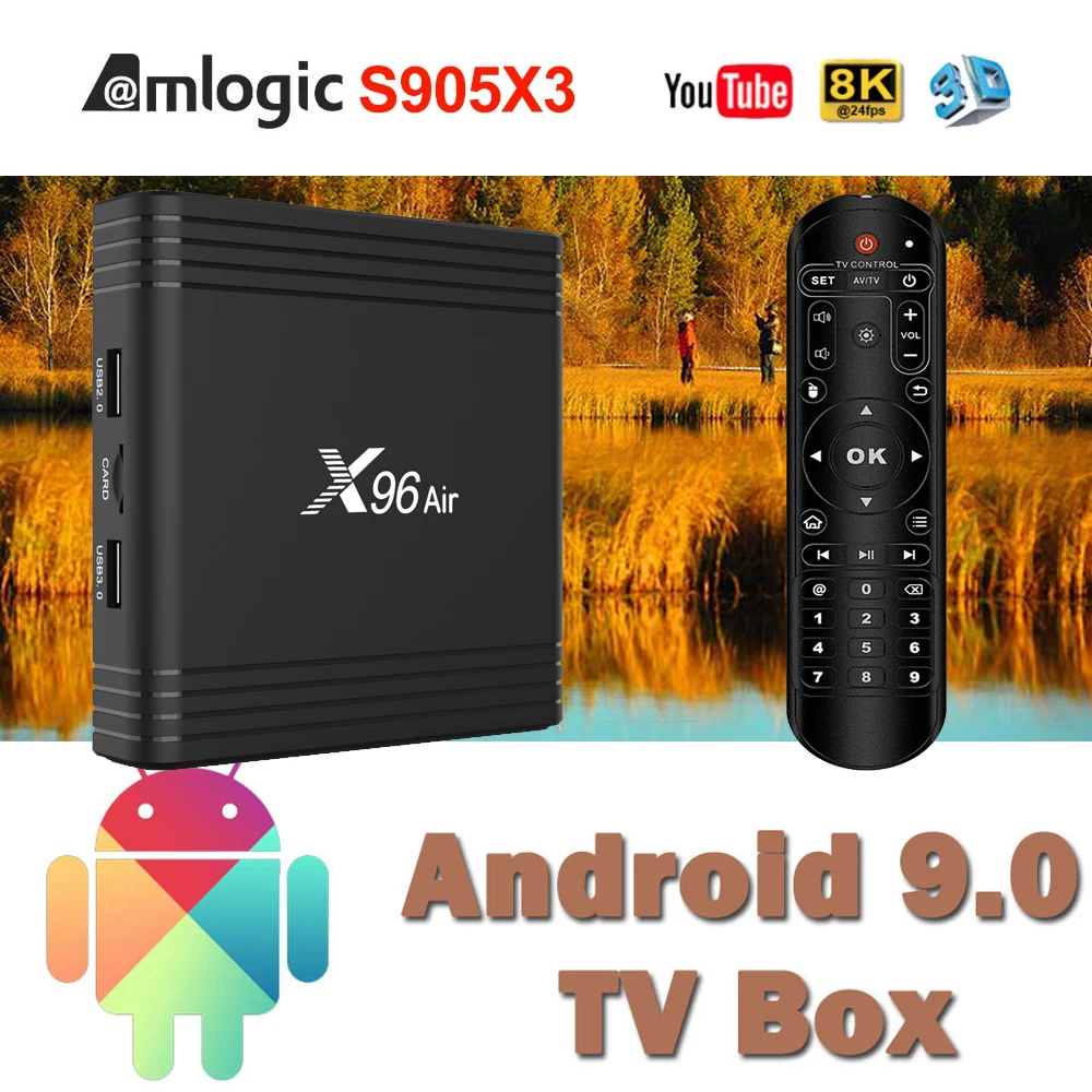 

X96 Air Smart TV Box Android 9.0 Amlogic S905X3 4GB 64GB Supports Dual WiFi Bluetooth HDMI2.1 4K TV Social Shopping Apps set top