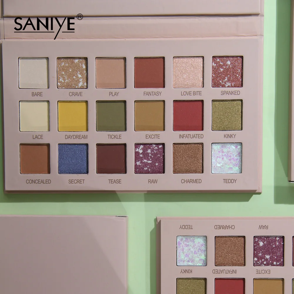 SANIYE 18 цветов, розовые Сияющие тени для век, перламутровый макияж, блестящие пигментные тени для век, Палетка, водостойкая косметика, тени для век T084