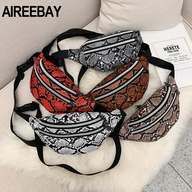 AIREEBAY, 3 кармана, змеиная Женская поясная сумка, женская модная поясная сумка, дизайнерская поясная сумка, мини женская сумка, роскошная поясная сумка