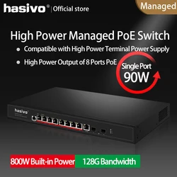 Interruptor gestionado de alta potencia, conmutador con 4 puertos Gigabit PoE de 90W, 4x30W, adecuado para cámaras y dispositivos de alta potencia