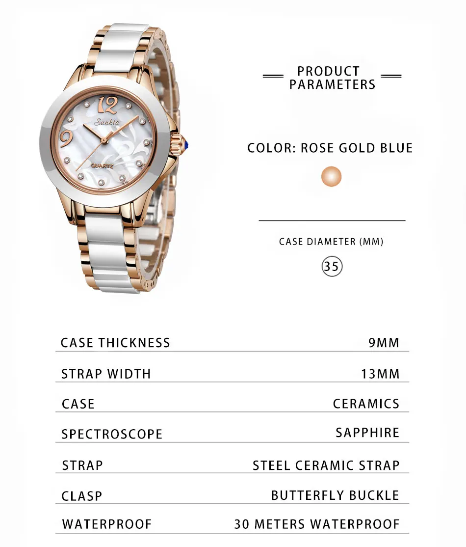 Rose Gold Crystal Watch
