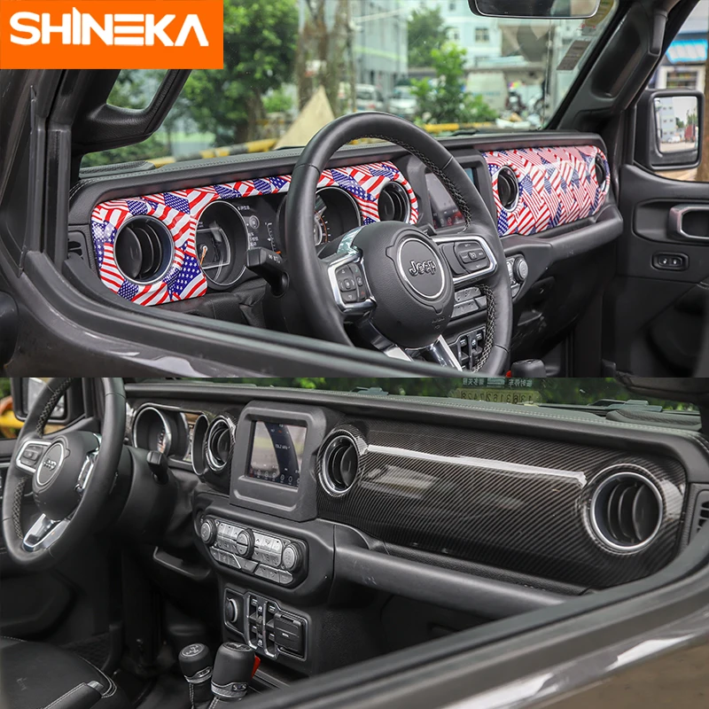 SHINEKA интерьерные молдинги для Jeep Wrangler JL+ панель управления приборной панели автомобиля панельная Накладка для коробки передач для Jeep Wrangler JL