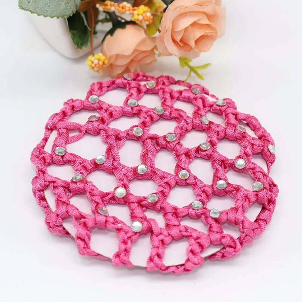 1 rose red Высокое качество модные девушки, дети, ребенок Балет Танцы Фигурное катание Снуды волос Чистая булочка крышка черный головной убор аксессуары для укладки волос - Цвет: 1 rose red
