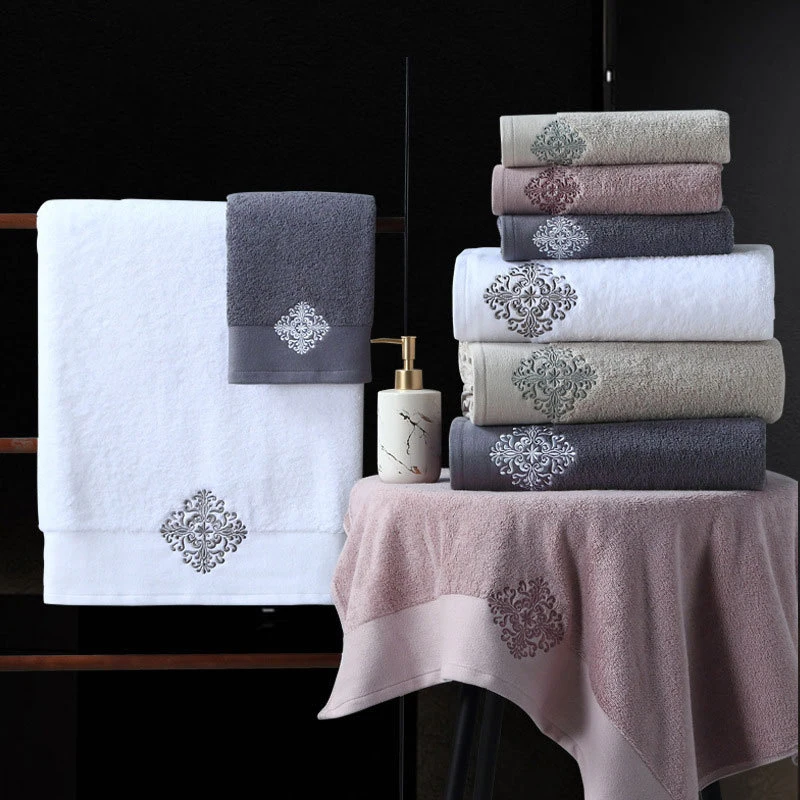 Bath Towels Cotton Towel Embroidery Adult Bath Towels Bathroom 140*80 cm Large Soft Cover Hotel Home Blanket Decoration Terry Wedding Gift