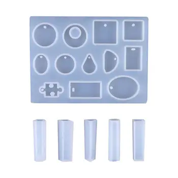 

DIY Clay Epoxy Resin Mold Pendant Molds Set Silicone Rectangle Stone Cabochon Mould Jewelry Making Craft Accessories