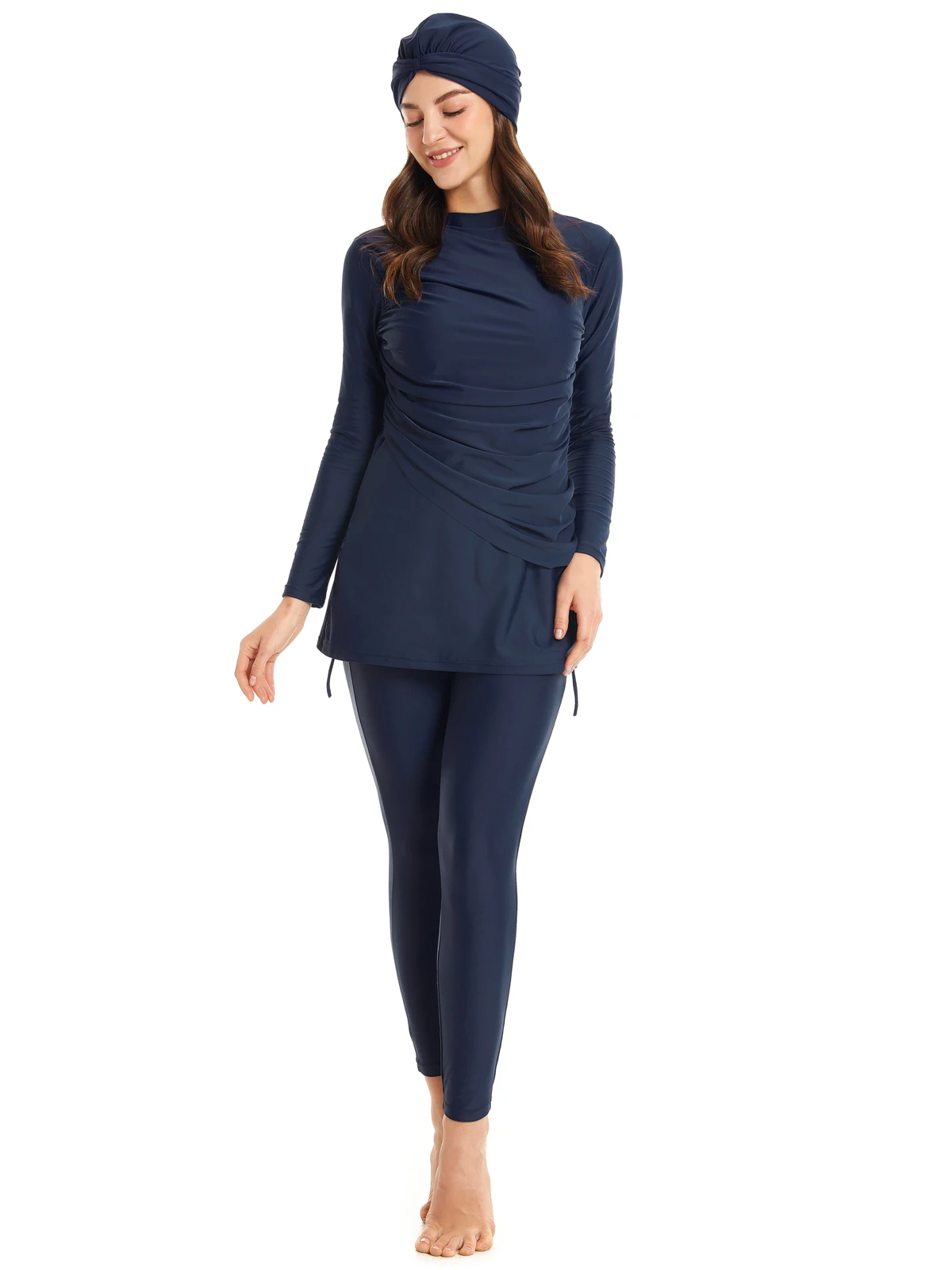 Women Swimwear Muslim Swimwear Modest Patchwork Hijab Long Sleeves 3pcs Islamic Burkinis
