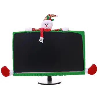 

Computer Monitor Cover Elastic Computer Cover Creative Cloth Cover Christmas Decorations for Home Office Decor(Snowman)