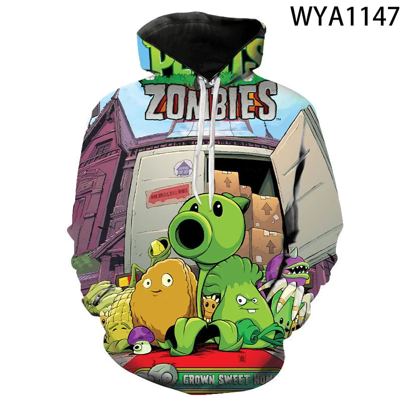 Толстовка с капюшоном 3D принтом Plants Vs Zombies Повседневная для мужчин и женщин