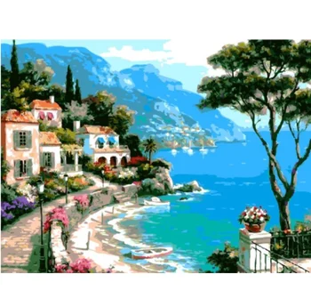 

Painting By Numbers Scenery DIY Oil Coloring By Numbers Street Landscape Canvas Paint Art Pictures Home Decor