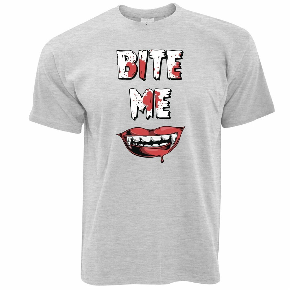 Sassy Halloween T Shirt Bite Me Vampire Slogan Novelty Adult Funny Joke Personalized Tee | Мужская одежда