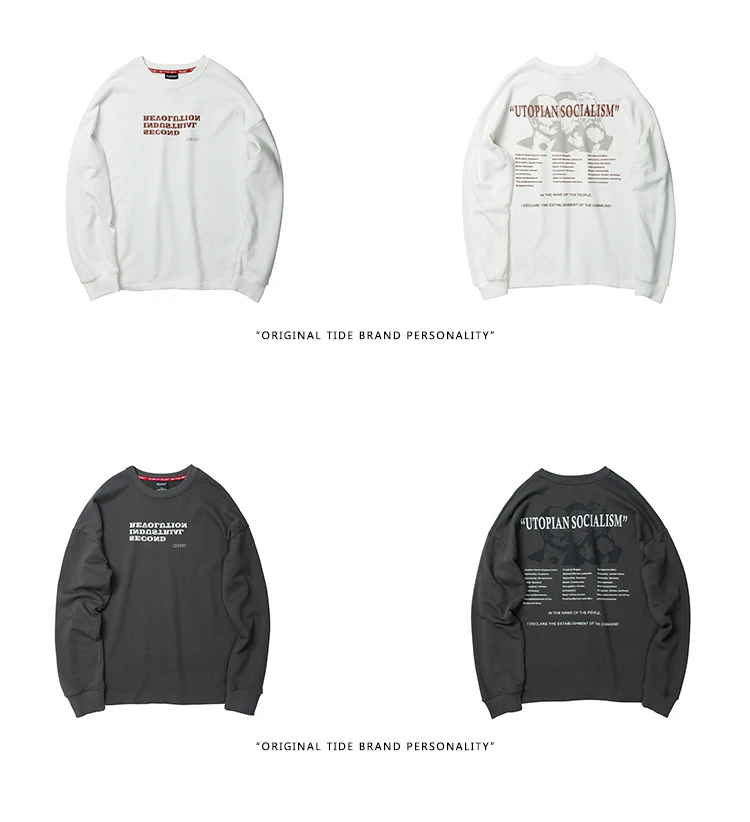High Street Funny Print Sweatshirt Men Fall Winter Japanese Streetwear Harajuku Oversize Sweatshirt Mens