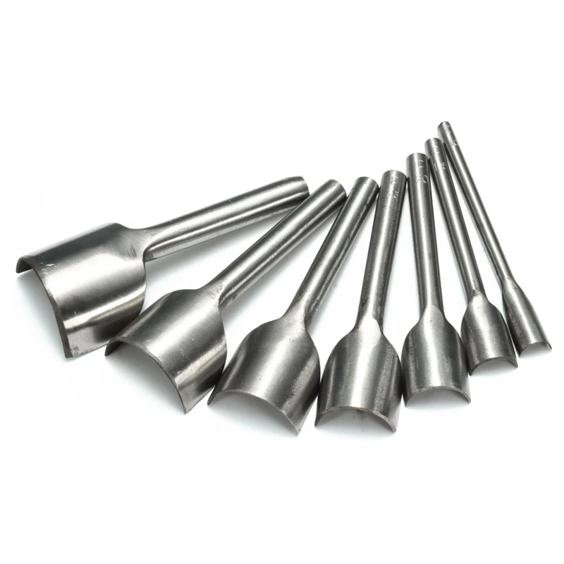 7pcs Steel Leather Craft Half Round Cutter Punch Strap Tools Belt Wallet End Tactical Garden Diy Handwork Tools 10-40mm